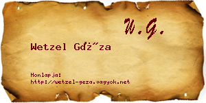 Wetzel Géza névjegykártya